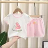 Kinder Kurzarm Anzug Sommer Baumwolle T-shirt Shorts Junge Mädchen Koreanische Version Baby Neue Kleidung Mädchen Sets Kleidung