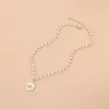 Pendant Necklaces Fashion Flower Necklace Elegant Simulated Pearl Chain For Women Statement Charm Clavicle Female Jewelry
