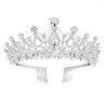 Cabeças de fome de peças na Europa e no cocar de diamante Crystal casado para o jantar de casamento de noiva, cabelos de cabelos Crown Crown