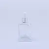 Storage Bottles 30ml 50ml High Quality Clear Square Glass Dropper Bottle For Essential Oil Cosmetic Packaging Vials 200pcs