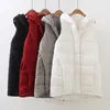 Women's Vests 4Xl Loose White Cotton Women Plus Size Thick Warm Long Coat Solid Winter Casual A-Line Hooded Sleeveless Jacket Kare22