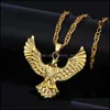 Pendentif Colliers Hip Hop Bijoux Pour Hommes Punk Titane En Acier Inoxydable Animal Aigle Collier Faucon Aile Imposant Drop Delivery Pendan Dhuso