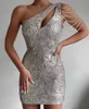 Party Dresses Partysix Vintage Silver Sequin Evening Dresss Women Sexy Bodycon Dress Short Party Prom Dress 230211