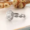 Küme Yüzük CXSJEREY Solid14k 585 Beyaz Altın Oval Kesim 6 8mm 1.5Ct Moissanit Nişan Yüzüğü Kadınlar Gelin Yıldönümü Hediyesi