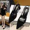 Sandals Pointed toe sandals female fairy style summer all-match medium heel buckle thick heel temperament women shoes high heel 230211