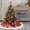 Juldekorationer träd kjolkamrat matta tillbehör prydnadsdekorationer matta röda stora vita tillbehör rustik standunder trasa säckväv