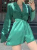 Kadın Suits Kadın Moda Sıradan Satin Blazer Ceketler Ofis İnce Zarif İş Şık Paltoları Femme Koreli Vintage Hardigan Giysileri