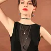 Hänge halsband chic svart band chokers trendiga skiktade stjärna månhalsband kvinnliga uttalande smycken mode tillbehör