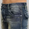 Herr jeans sommar retro last shorts casual Bermuda homme manlig mode tvättad denim byxa Big Pocket Croped Jean 230211