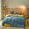 Ensembles de literie hiver moelleux en peluche housse de couette lait velours broderie fille couette drap de lit Textile de maison King Size