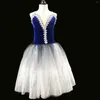 Stage Wear Blue Long Romantic Ballet Tutu Girl Women Costume Performance Dance Dress Girls Skirts Tulle