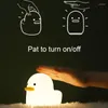 Veilleuses dessin animé muet canard Silicone lumière USB Rechargeable chambre chevet toucher Pat Protection des yeux atmosphère