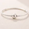 Funkelndes Herz-Verschluss-Schlangenketten-Armband für Pandora, echtes Sterlingsilber, CZ-Diamant, Hochzeitsschmuck für Frauen, Freundin, Geschenk, Charm-Armbänder mit Originalverpackung