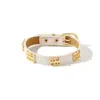 Huistory Fashion Versão estreita Bracelets de couro PU para mulheres Pesquisa de fivela de fivela de círculo amplo Casal de joias de joias 9935490