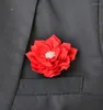 Dekorativa blommor 5pieces/Lot Groom Boutonniere Storlek 8cm Silk Lotus Flower With Crystal Wedding Groomsman Corsage Party Prom Man Suit