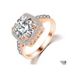 Anel de solit￡rio para mulheres de luxo 18K Solid Zircon Gold noivado de casamento de casamentos casal conjunto de pedras gemas de gemas de entrega de j￳ias dhsw9