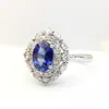 Cluster Rings 0.958ct 0.479ct 18K Gold Natural Sapphire Women Ring With Diamond Setting 2023 Fine Jewelry Wedding Band Engagement