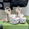 G Stud-detailed Sandals platform block chunky heels Ankle strap open toe Luxury designer Evening Wedding shoes for women factory footwear Size 35-42