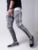 Jeans da uomo Jeans skinny strappati da uomo Pantaloni Matita Biker Side Striped Foro distrutto Hip Hop Slim Fit Uomo Stretchy Jean Print 230211