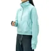 New Stand collar Sport Yoga Jacket half Zipper Coat Women Yoga Clothes Fitness Outfits Running Hoodies Thumb Hole Sportwear Gym Workout Hooded Top