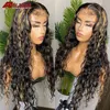Transparent HD Lace 5x5 '' Pu Silk Base Wig Malaysian Water Wave Ombre Highlight Brown Blonde Top Human Hair