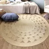 Tapijten Tapijten Natuurlijke Jute Handmade Gevlochten Round Round Round 90x90cm Tapijt Modern Home Living Omkeerbare gebied Planten Vloer Matten