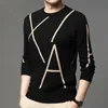 Men's Sweaters High End Quality Vintage Sweater Autumn And Winter Korean Fashion Stripe Round Neck Casual Pullover WearMen's