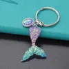 Key Rings 5pcs/lot Shinny Sequins Mermaid Tail Keychain Colorful Fish Scales Pendants Keyring For Friends Sister Party Jewelry Gifts G230210