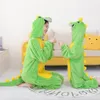 Pękama dinozaur piżamą anime Kigurumi Jumpsuits dla 4-12 lat Jeska z kapturem Flanela ciepłe miękkie koc śpiącego śpiące 230210