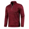 Men's T Shirts 2023 Men's Thin Fleece T-Shirt Thermal Tops Male Autumn Solid Color Stand Collar Casual Zipper S-3XL