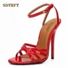 Sandals SDTRFT Plus Size 45 46 47 48 Women Party Sandals Summer 13cm thin High Heels Mujer Crossdresser NUDE Shoes Peep Toe Buckle pumps G230211