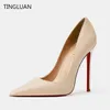 Sandales Classiques Pompes Marque Femmes Chaussures À Talons Hauts Rouge Brillant Bas Noir/nu Cuir Verni Rouge Chaussures De Mariage 12 cm Talon Mince 35-44 G230211