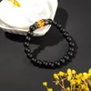 Strand Pärled Strands Armband 8mm Natural Stone Beads Men's Gorgeous Semi-Erecious Black Onyx Lava Tiger Eye Healing For Women Men smycken