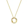 Pendant Necklaces Fashion Round Shape Cz Stone Necklace 18k Gold Plated Spiral Circle Ins Style Women Girls Party Accessories