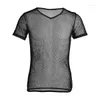 Мужские рубашки T Iefiel Mens Mesh See Then Clubwear Tank Vest Shirtex Spandex гей -мужски летнее сексуальное формы