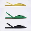 Sandals Women's Shoes Pointed Toe Shallow Nude Green Diamond Shoes Low Heel Back Strappy Shoes Women Sandals 230211