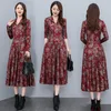 Casual Dresses Vintage Printed Dress For Women Autumn And Winter 2023 Temperament Slim Retro Knitted Big Pendulum Ladies Elbise T703