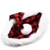 Berets White Faux Fur Fur Hat Red Black Blaid Plaid Children's Winter Xmas Gift for Kids Santa Claus Plush