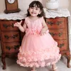 Girl Dresses Princess Dress 2023 Summer Brand Ballgown Clothes Lace Pearls Design Girls Gowns Birthday Party For 6M-4 Years