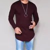 Costumes pour hommes H275 SummerAutumn Mode Casual Slim Élastique Doux Solide À Manches Longues Hommes T-shirts Mâle Fit Tops Tee