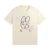 Marca de moda de luxo masculina camiseta rabbit letra impress￣o de manga curta pesco￧o redondo ver￣o de camiseta solta top preto damasco asi￡tico size m-2xl