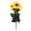 Fleurs décoratives artificielles 7 têtes branche de simulation de tournesol en soie jaune/Bouquet F; Loral pour bureau fête jardin El décor de mariage