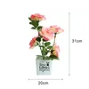 Decorative Flowers Artificial Plant Pot Rose Bonsai Faux Silk Flower Indoor Outdoor Imitation For Home Desktop Decoration