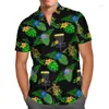 Mäns casual skjortor fritidsblommor lämnar strand hawaii kemis 3d tryck mens färgglad kort ärm skjorta streetwear mode vetement