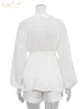 Tweedelige broek voor dames Clacive Fashion Long Sleeve Rower Top tweedelig sets Dames Outiften Autumn Casual White Home Suit Elegante Shorts Damessets 230210