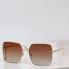 Óculos de sol femininos com pingente quadrado, óculos de sol dourado metal/marrom gradiente Sonnenbrille Shades gafas de sol Proteção UV400 com caixa