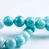 Brin 10mm mode naturel véritable bleu Larimar pierre cristal extensible perles rondes Bracelet brins de perles