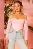 Women Casual Shirts Bodycon Cute Sexy Off Shoulder Long Sleeve Mesh See-through Slash Neck Crop Tube Top Blouses