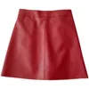 Skirts Women Solid A-line PU Leather Skirts Above Knee Skirt With Linning Female Mini Skirts Bottoms For Girls Autumn Winter 230211