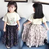 女の子のためのベビー服セットセット半袖Tシャツ長いスカートピース花cottont服服の小さな女の子の夏のスーツの年